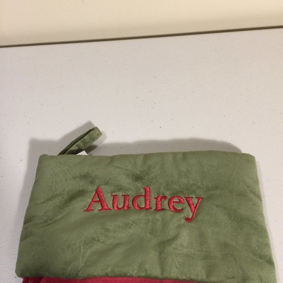 Pottery Barn Velvet Holiday Christmas Stocking Xmas Monogrammed Audrey 19 inch - Picture 2 of 4